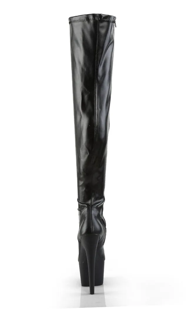 ADORE-3000 Black Vegan Leather Thigh Boots