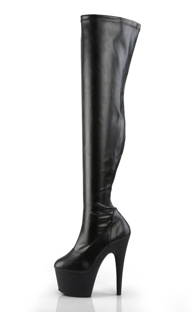 ADORE-3000 Black Vegan Leather Thigh Boots