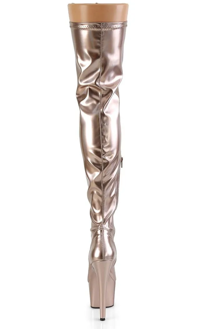 ADORE-3000 Rose Gold Holo Thigh High Boots