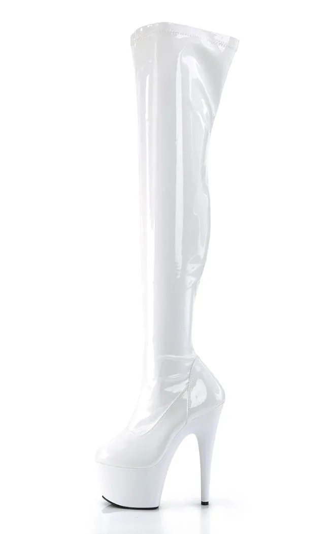 ADORE-3000 White Patent Thigh High Boots