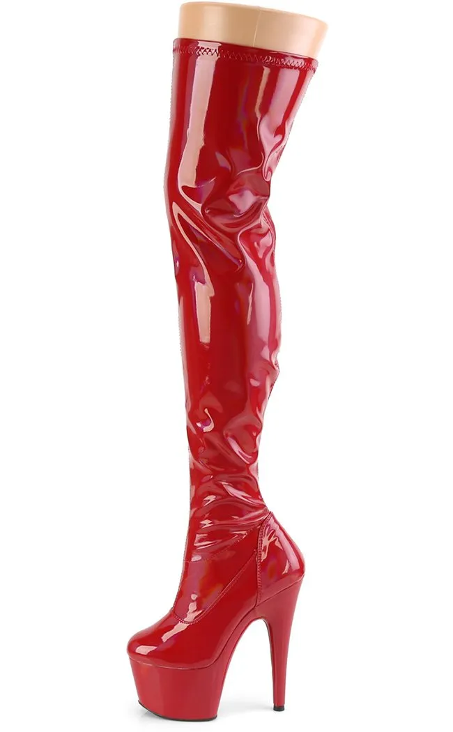 ADORE-3000HWR Red Holo Thigh High Boots