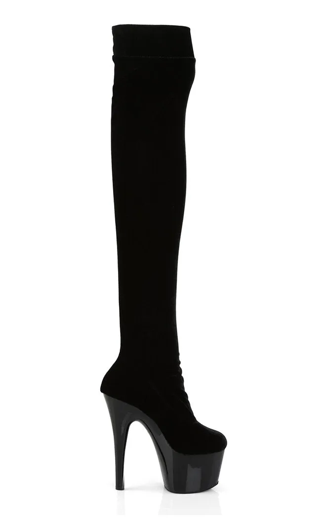 ADORE-3002 Black Velvet Thigh High Boots