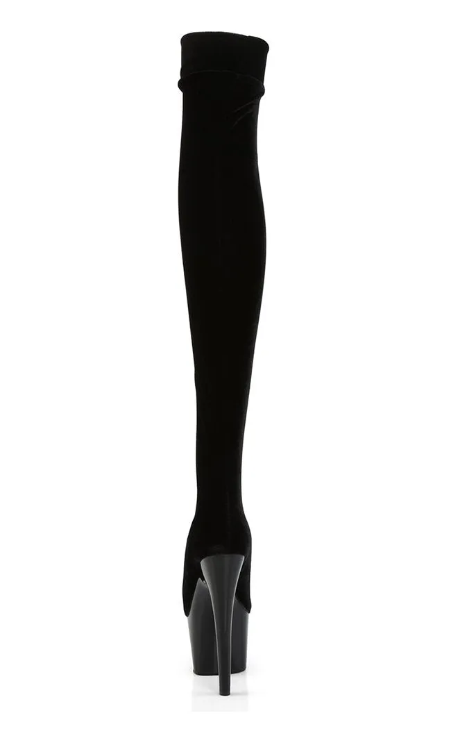 ADORE-3002 Black Velvet Thigh High Boots