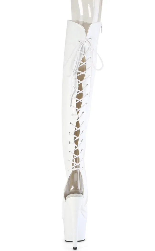 ADORE-3019HWR White Holo Knee High Boots