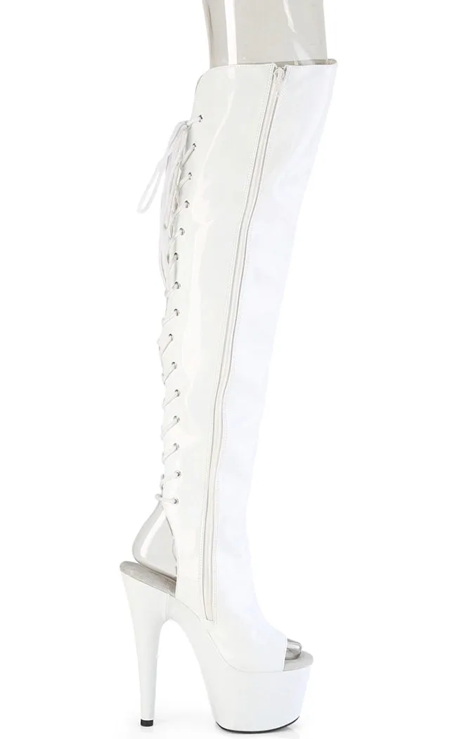 ADORE-3019HWR White Holo Knee High Boots