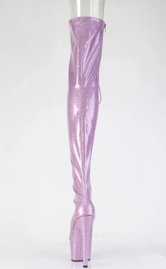 ADORE-3021GP Lilac Pink Glitter Patent Thigh High Boots