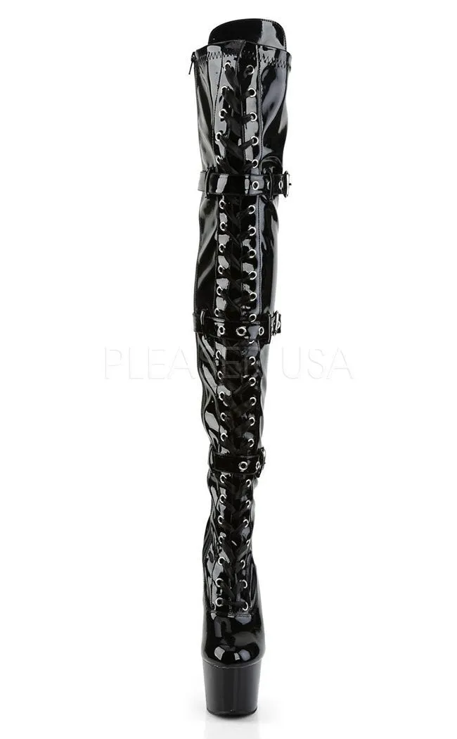 ADORE-3028 Black Patent Thigh High Boots