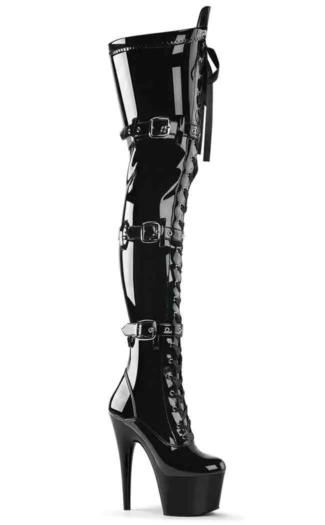 ADORE-3028 Black Patent Thigh High Boots