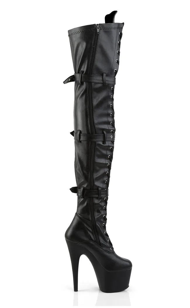 ADORE-3028 Black Vegan Leather Thigh High Boots