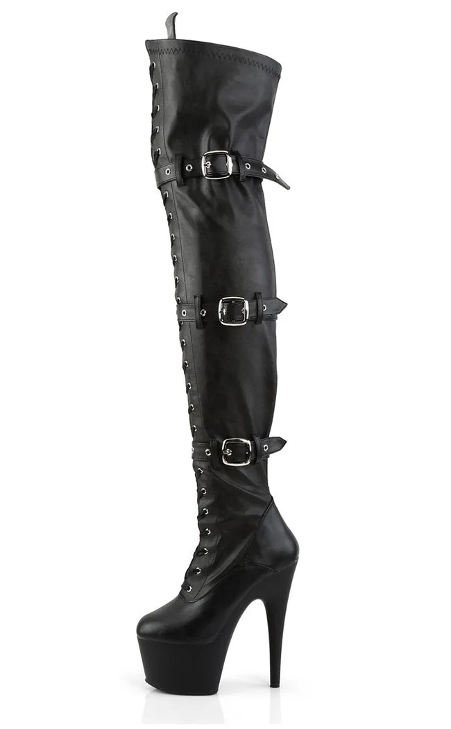 ADORE-3028 Black Vegan Leather Thigh High Boots