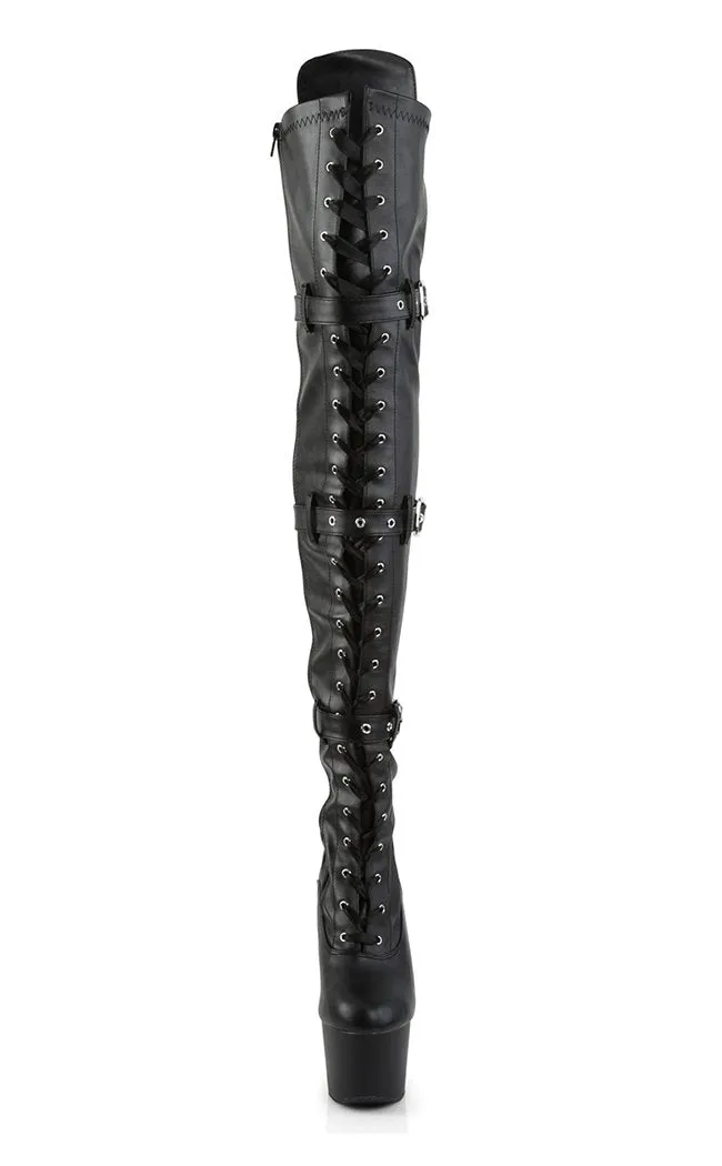 ADORE-3028 Black Vegan Leather Thigh High Boots