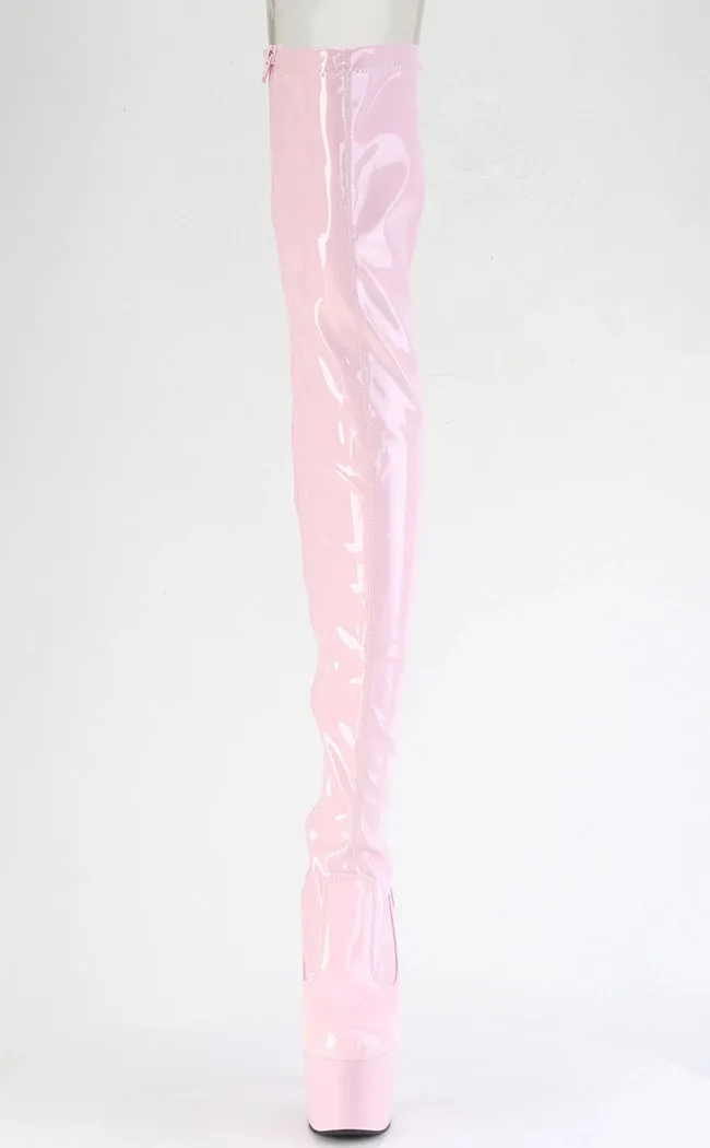 ADORE-3850 Baby Pink Patent Thigh High Boots