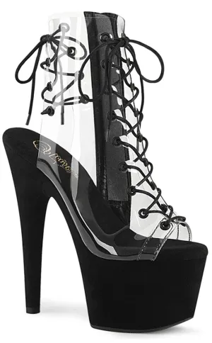 ADORE-700-30FS Black & Clear Faux Suede Platform Heels