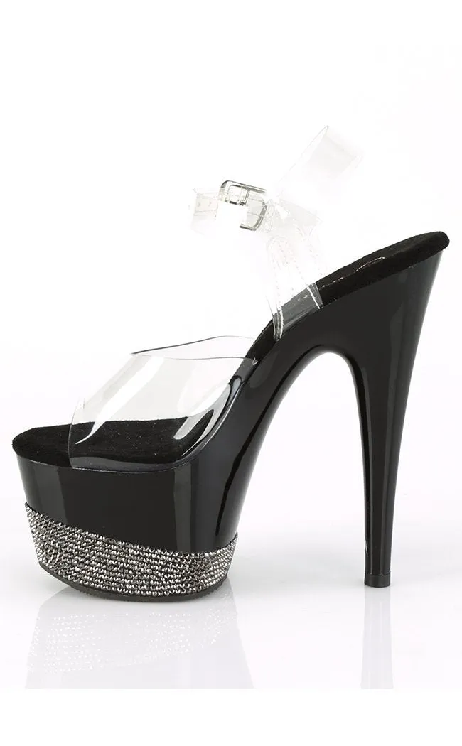 ADORE-708-3 Clear Black & Rhinestone Heels