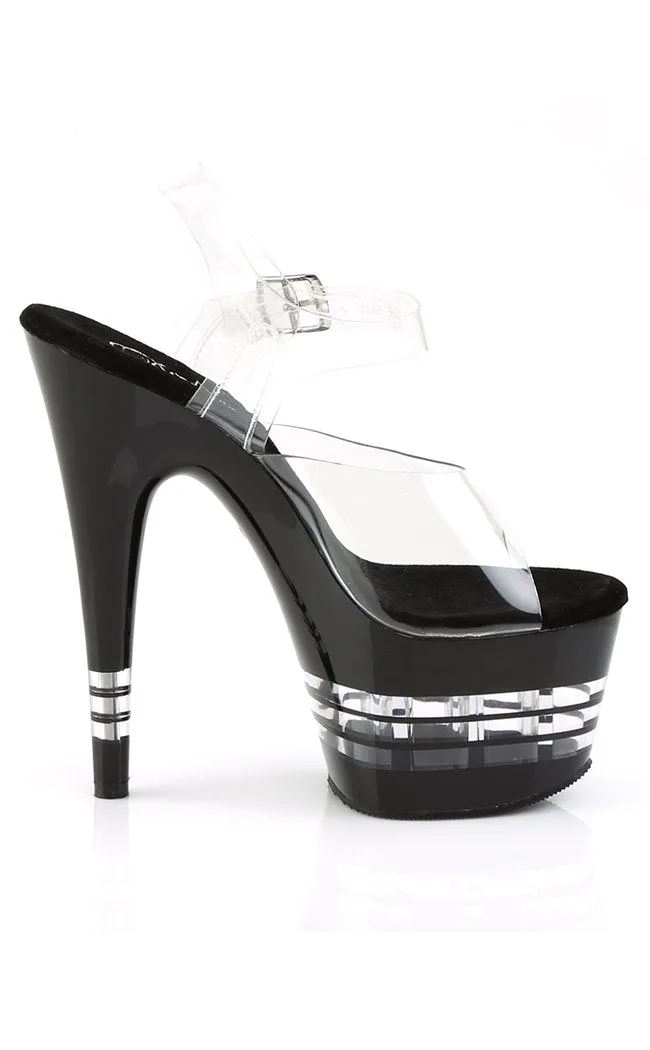 ADORE-708LN Clear & Black Heels