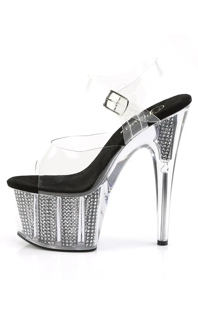 ADORE-708SRS Clear & Black Platform Heels