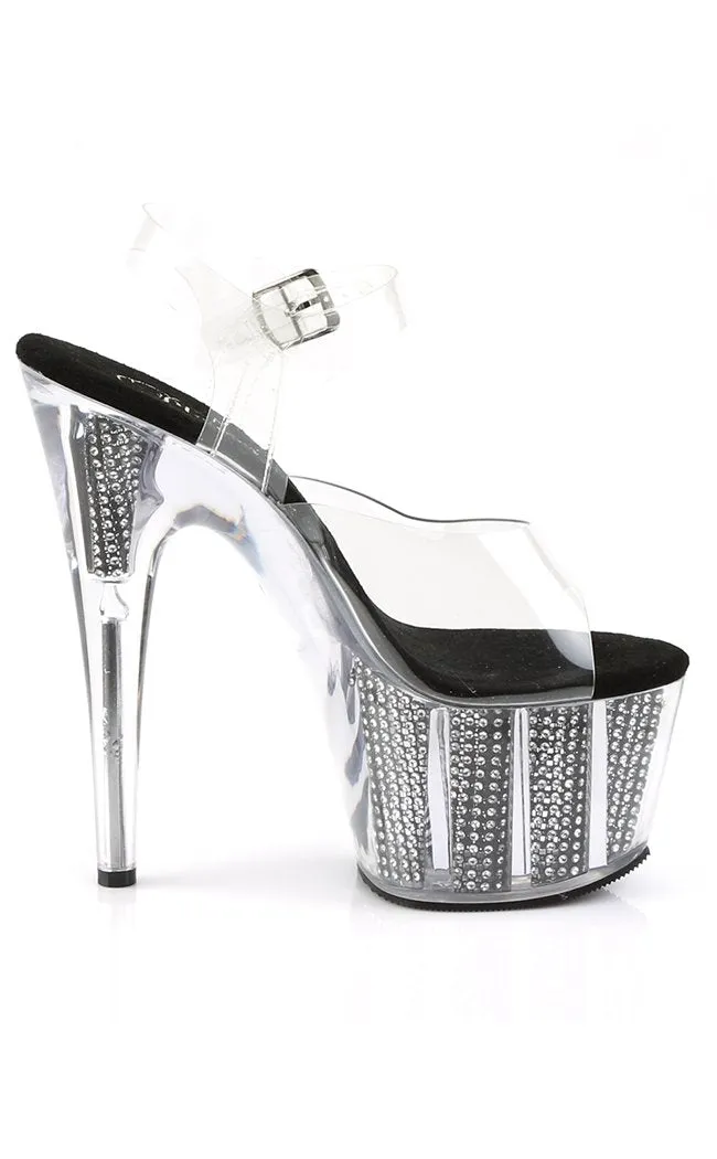 ADORE-708SRS Clear & Black Platform Heels