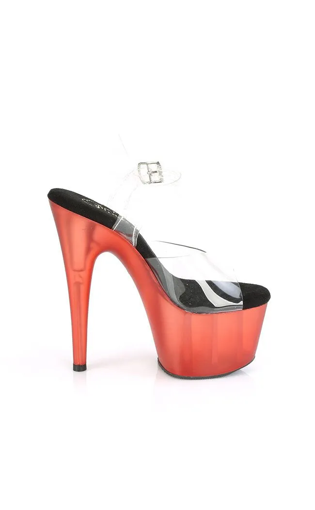 ADORE-708T Red Frosted Platform Heels