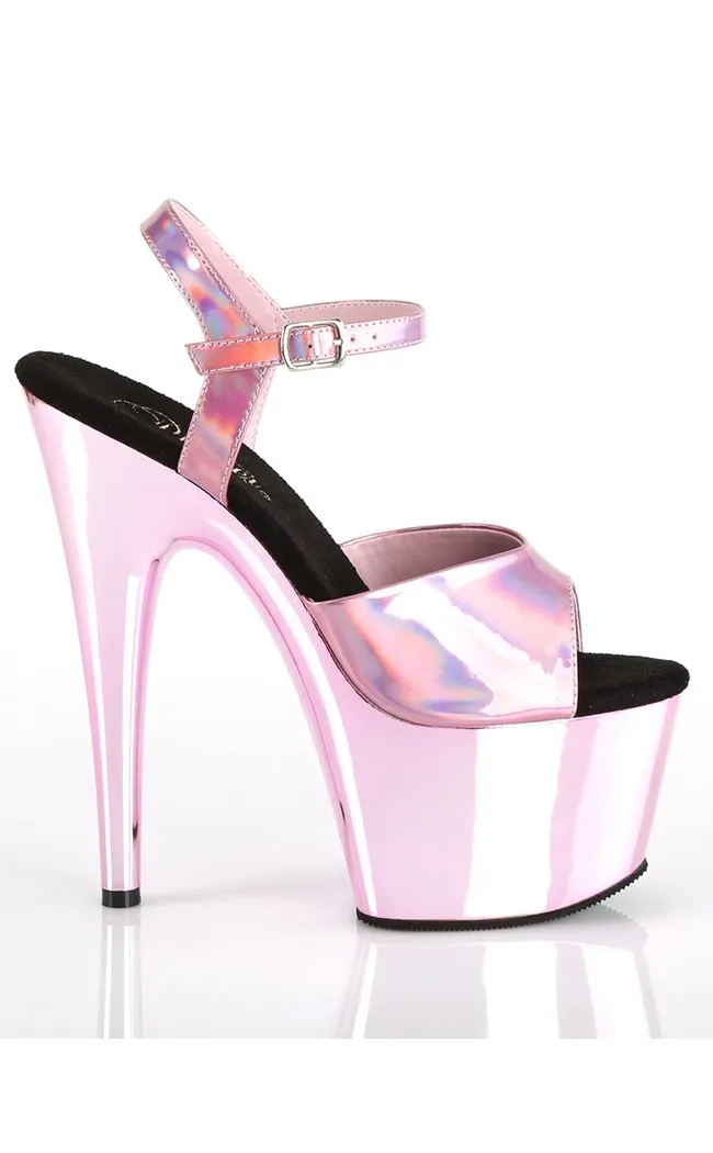 ADORE-709HGCH Baby Pink Hologram Chrome Heels