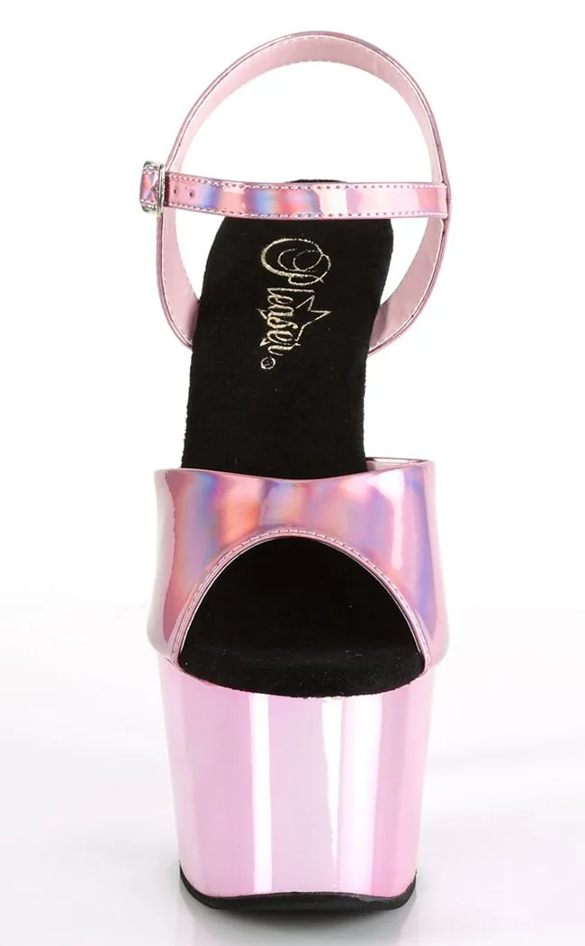 ADORE-709HGCH Baby Pink Hologram Chrome Heels