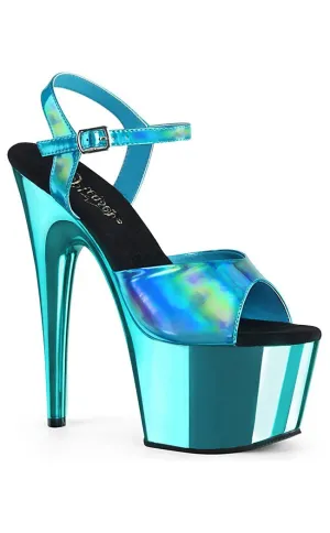 ADORE-709HGCH Turquoise Hologram & Chrome Heels