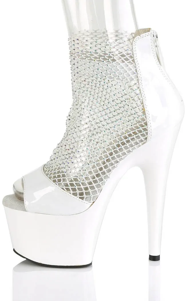 ADORE-765RM White Patent Rhinestone Mesh Heels