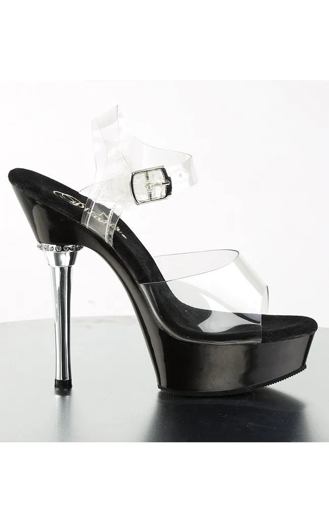 ALLURE-608 Clear & Black Platform Heels