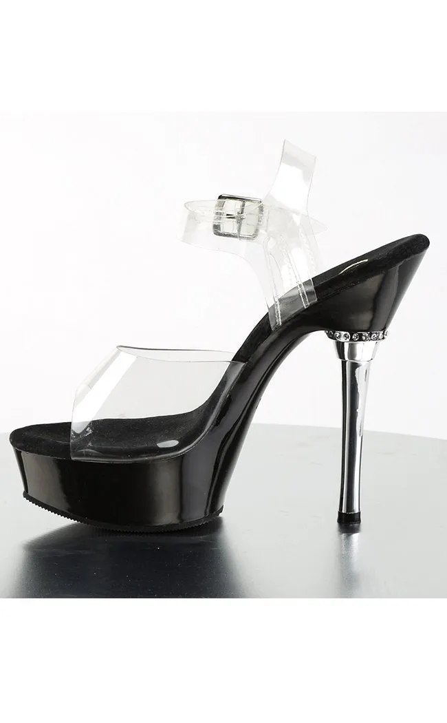 ALLURE-608 Clear & Black Platform Heels