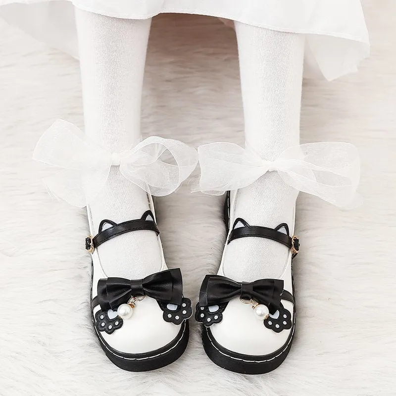 Amozae Sweet Lolita shoes kids 2022 new autumn Lolita shoes bow flat bottom uniform JK shoes cute