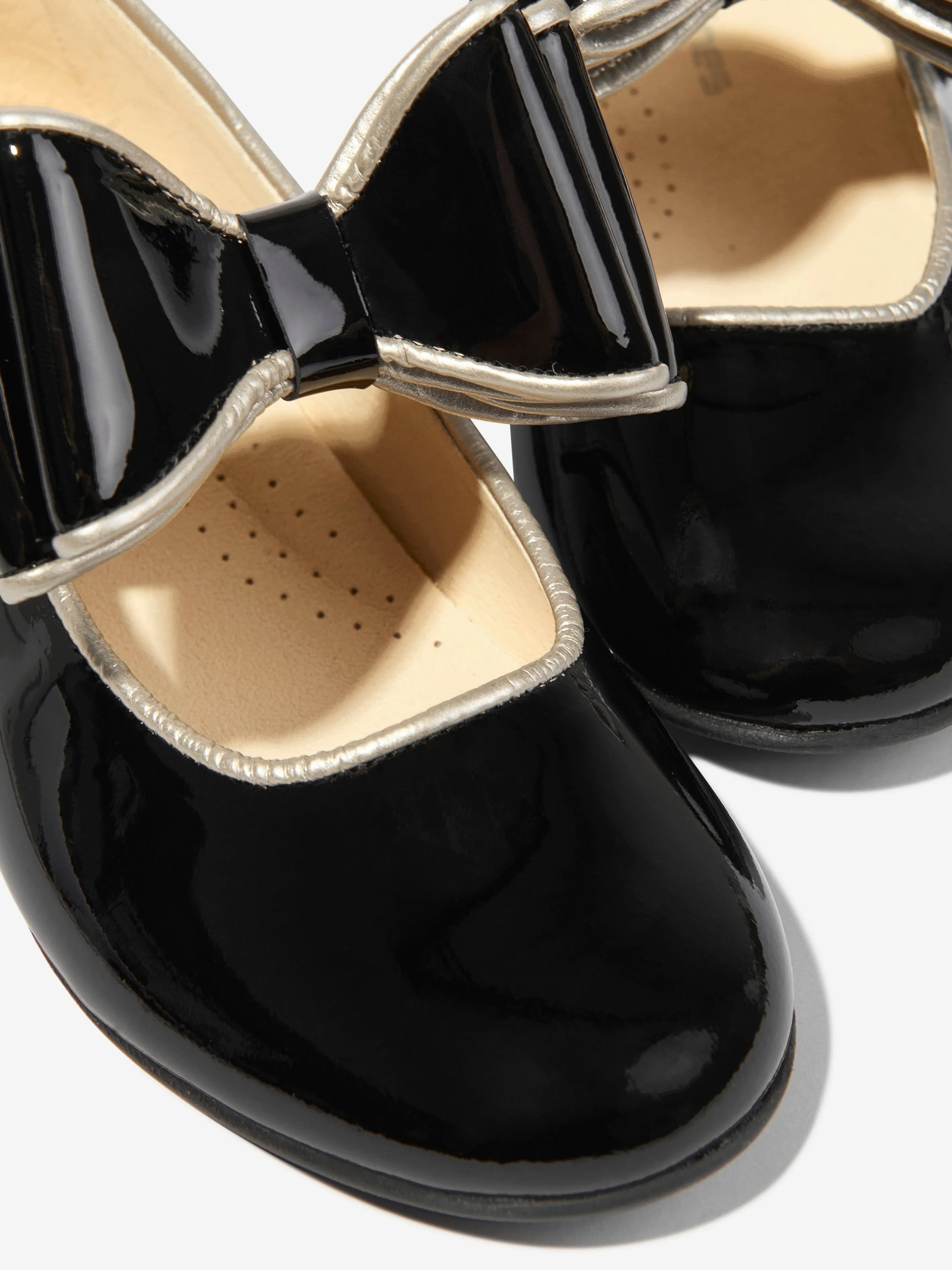 Andanines Girls Leather Mary Jane Bow Shoes in Black