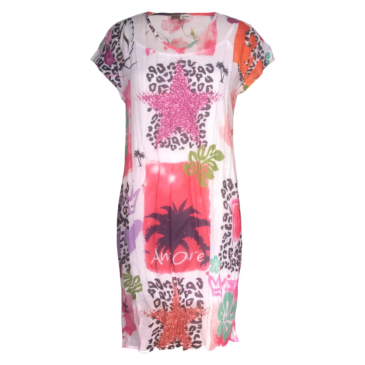 Art Abstract Printed Dress- Pink