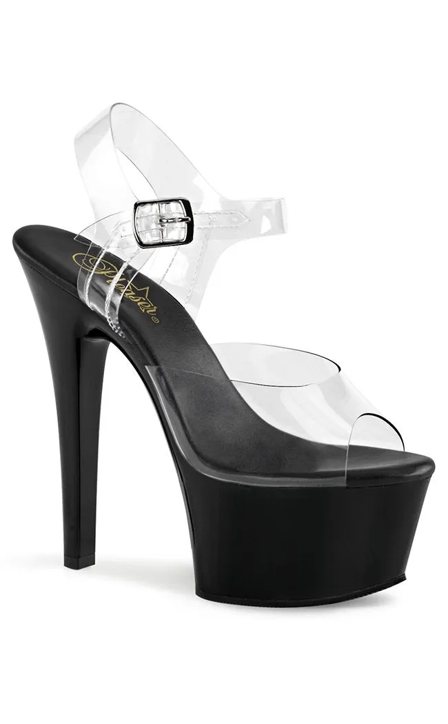 ASPIRE-608 Black & Clear Platform Heels