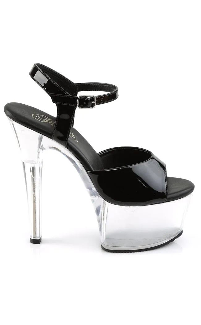 ASPIRE-609 Black Patent & Clear Heels