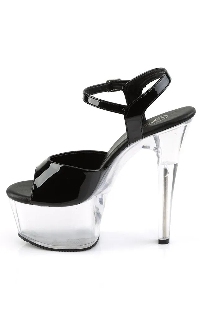 ASPIRE-609 Black Patent & Clear Heels