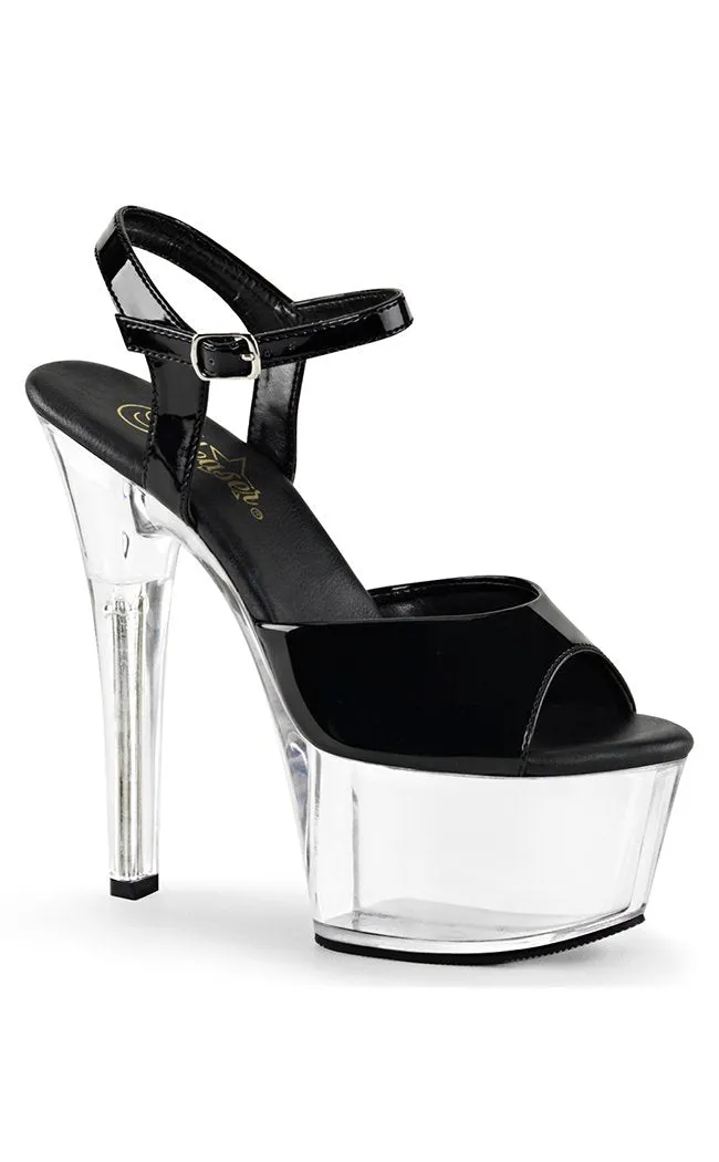 ASPIRE-609 Black Patent & Clear Heels