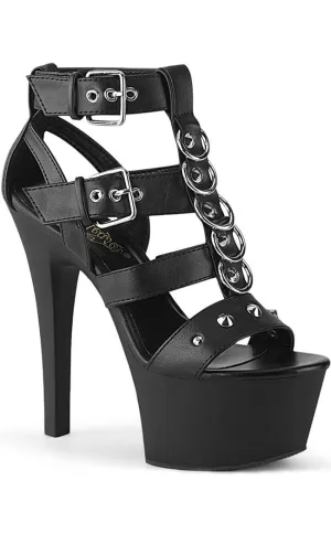 ASPIRE-658 Black Vegan Leather Gladiator Heels