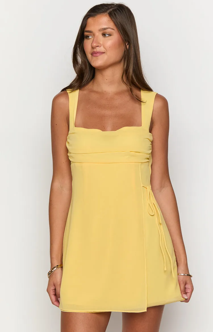 Avi Yellow Chiffon Mini Dress