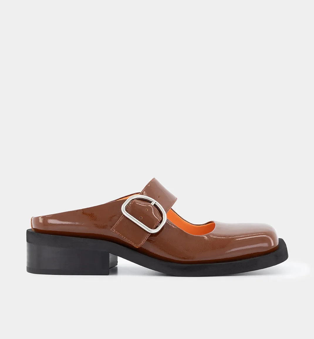 Badu Square Toe Leather Mule | Toffee Ripple