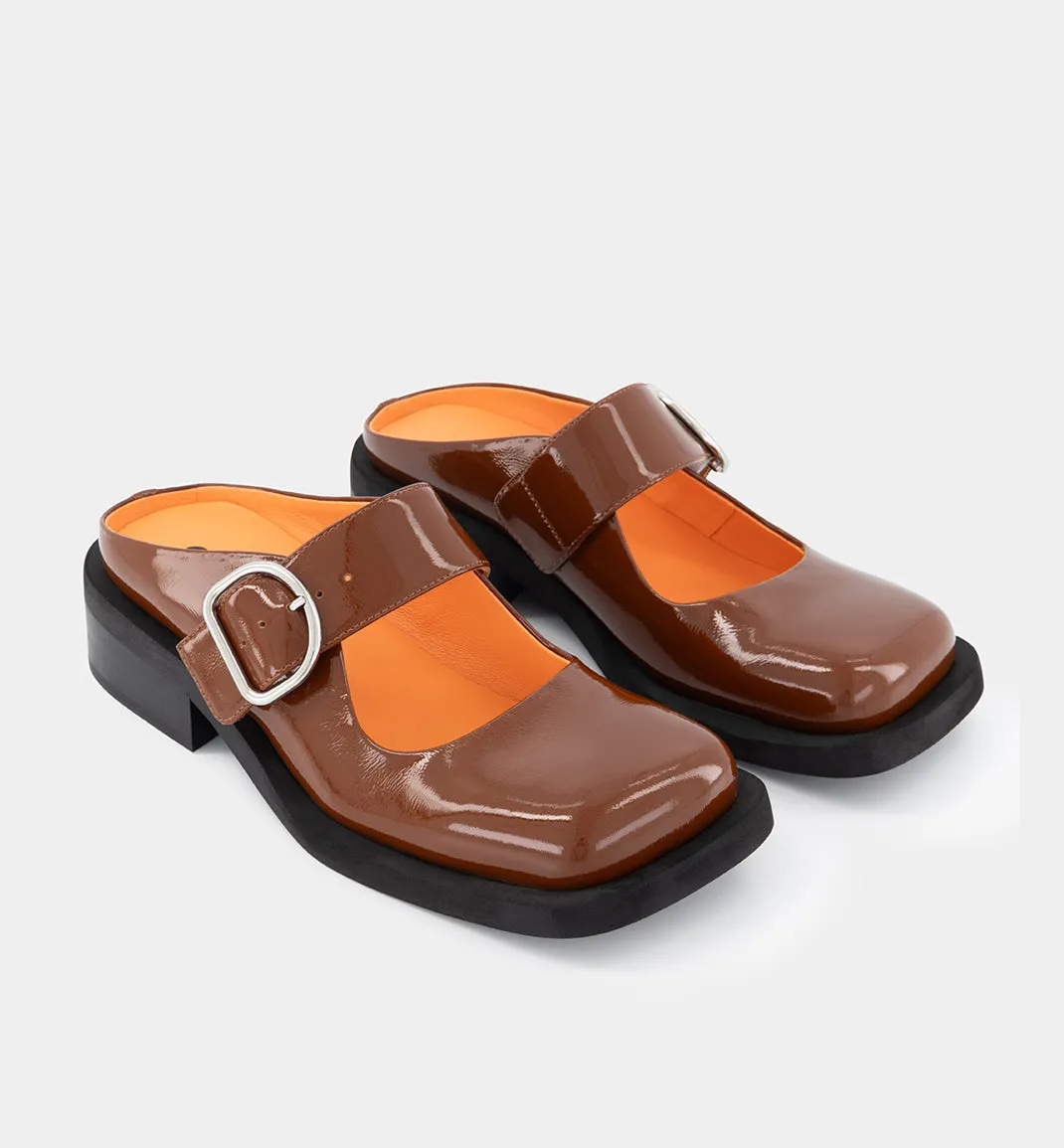 Badu Square Toe Leather Mule | Toffee Ripple