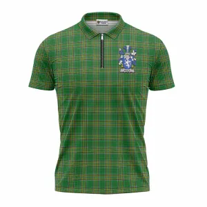 Balle Irish Clan Tartan Zipper Polo Shirt with Coat of Arms