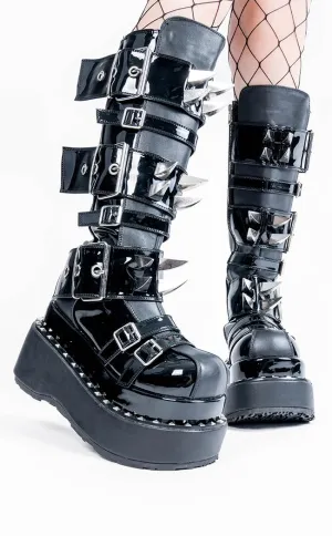 BEAR-215 Black Patent Knee-High Boots