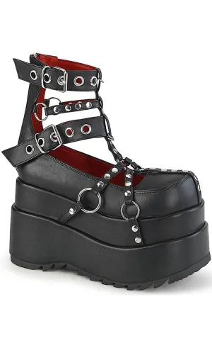 BEAR-28 Black Platform Cage Booties