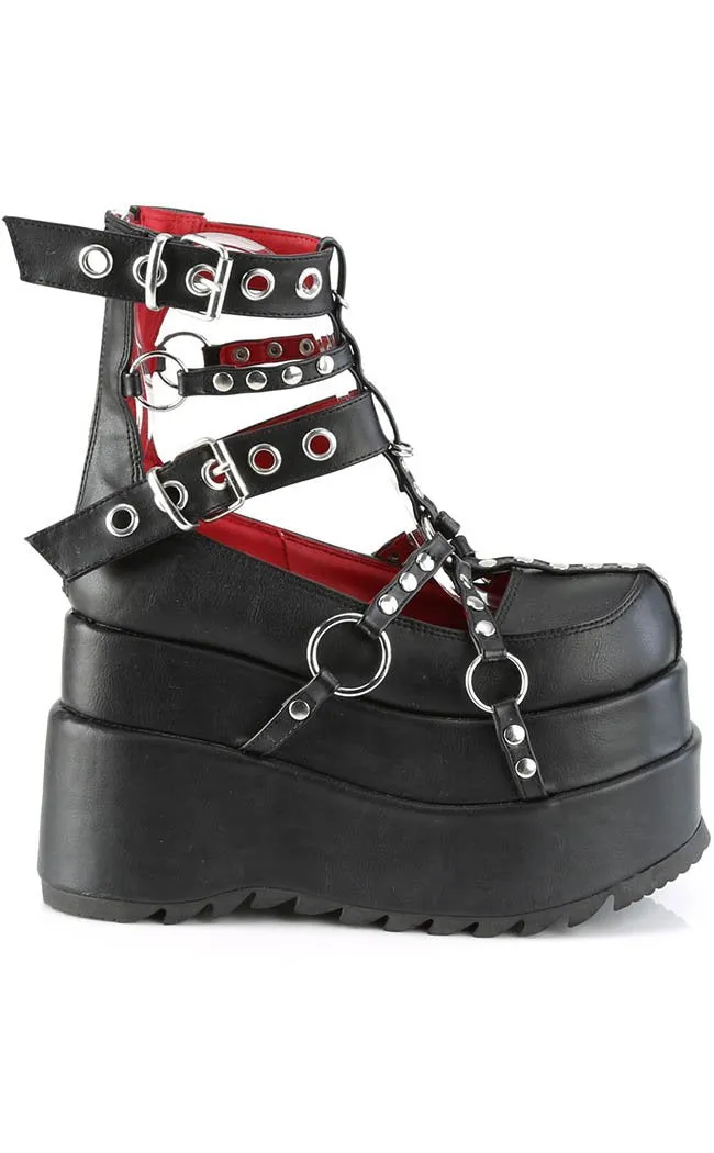 BEAR-28 Black Platform Cage Booties