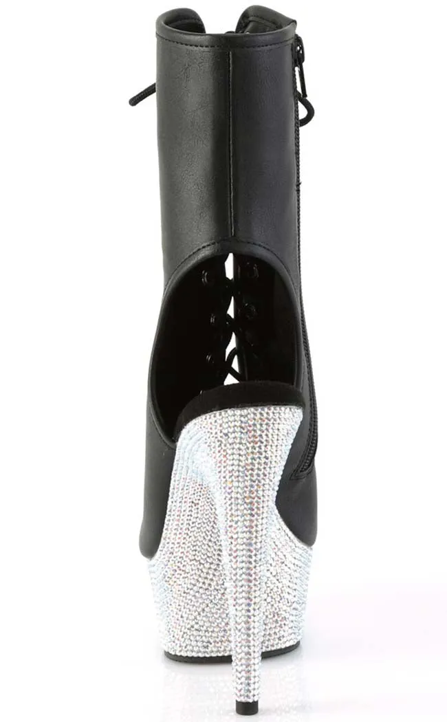 BEJEWELED-1016-6 Black & Silver Rhinestone Boots