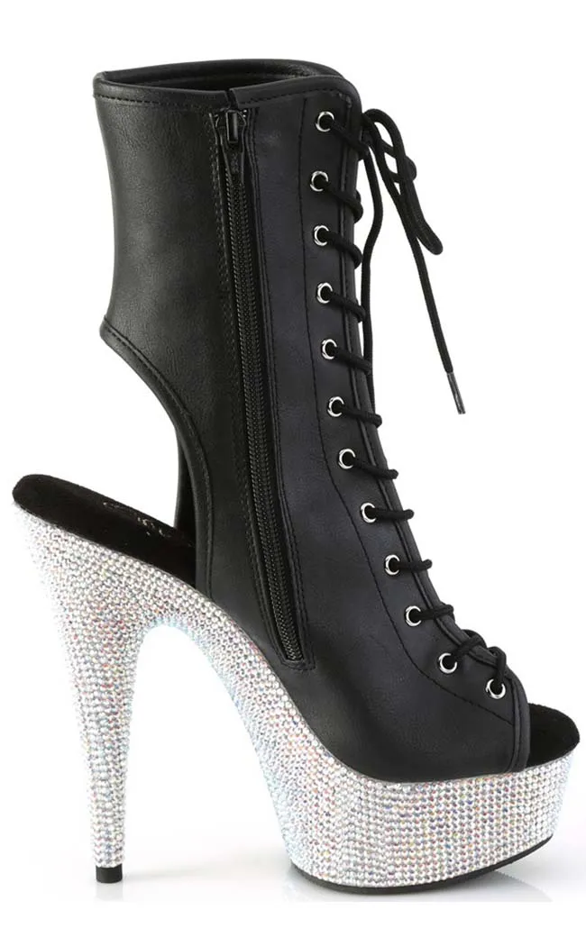 BEJEWELED-1016-6 Black & Silver Rhinestone Boots