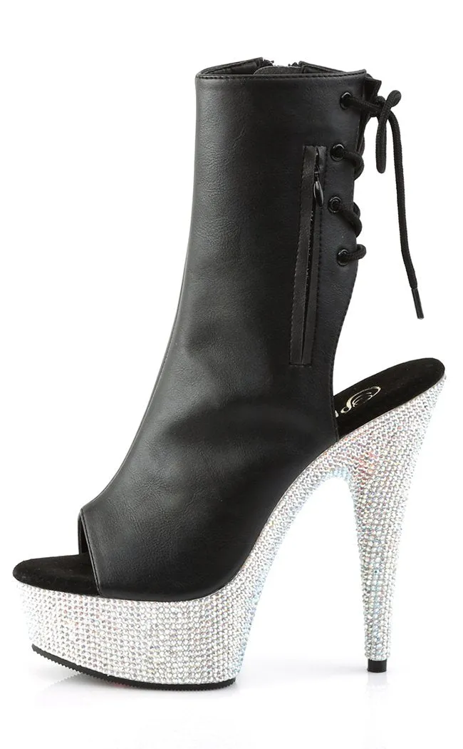 BEJEWELED-1018DM-6 Black & Rhinestone Ankle Boots