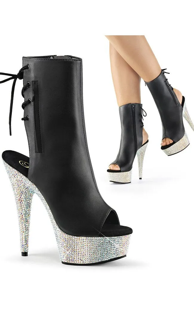 BEJEWELED-1018DM-6 Black & Rhinestone Ankle Boots