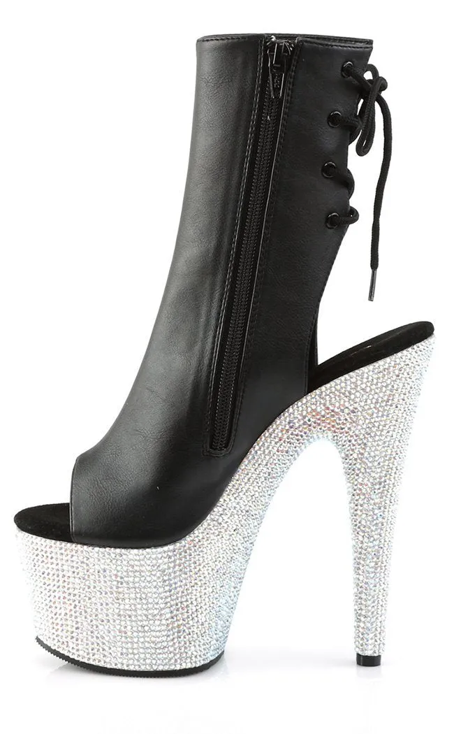 BEJEWELED-1018DM-7 Black & Rhinestone Ankle Boots