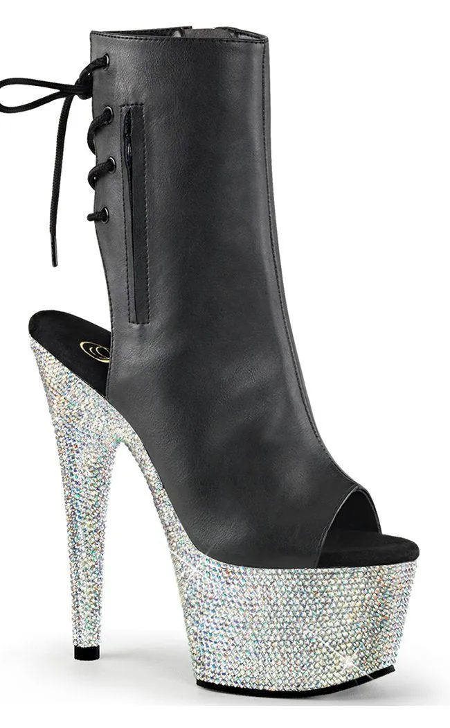 BEJEWELED-1018DM-7 Black & Rhinestone Ankle Boots