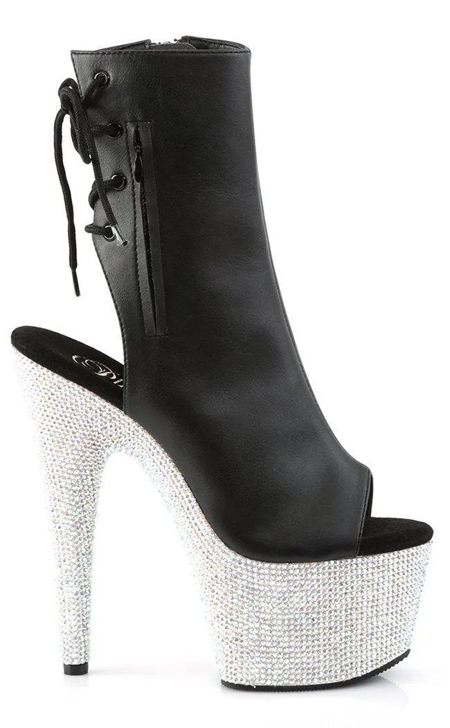 BEJEWELED-1018DM-7 Black & Rhinestone Ankle Boots